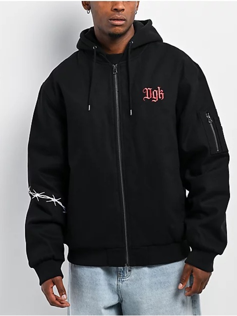 NWT DGK Armory Black Hooded Bomber Jacket